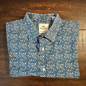 Ben Sherman Tailored Skinny Fit Blue Floral Dress Shirt 16.5